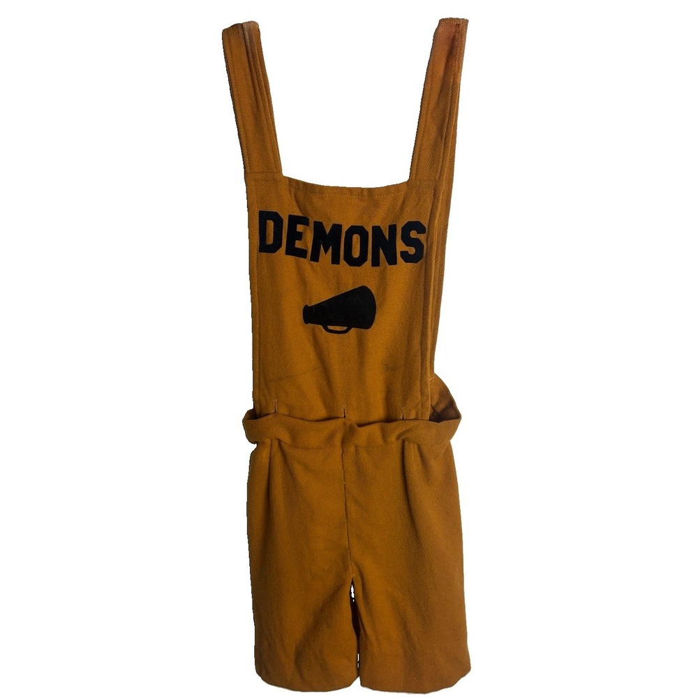 Vintage Wool Cheerleading Jumper Demons Womens XS Gold Old School Uniform Dress